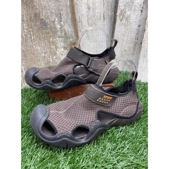 CROCS Brown Mesh Swiftwater Men's 8 Sandals - Picture 1 of 7
